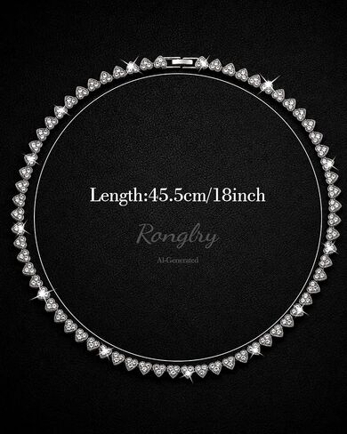 Ronglry Silver Heart Necklace Rhinestone Tennis Necklaces for Women Silver Diamond Choker Necklace for Women Heart Chain Necklace Rhinestone Jewelry Gifts for Party Wedding in Saudi Arabia