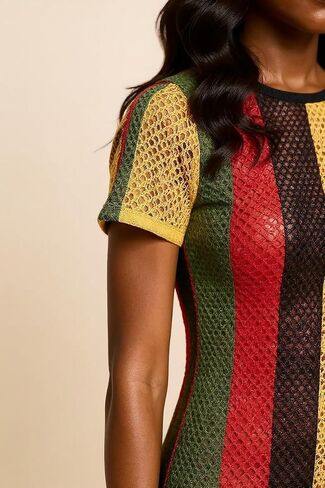 CRAZY Lizard Rasta Fishnet Maxi Dress Sexy Swim Cover Up Jamaican Dress Reggae Women Beach Cover Up in Kuwait