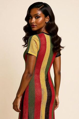 CRAZY Lizard Rasta Fishnet Maxi Dress Sexy Swim Cover Up Jamaican Dress Reggae Women Beach Cover Up in Kuwait