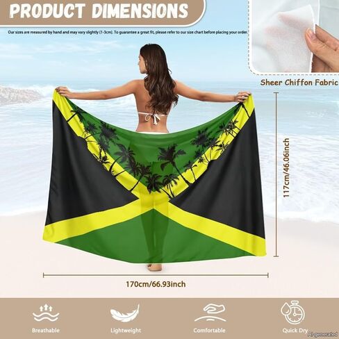 Yewattles Women Sarong Swimsuit Coverups Chiffon Long PareoBikini Wraps Sheer Beach Bathing Suit Cover Up in Saudi Arabia