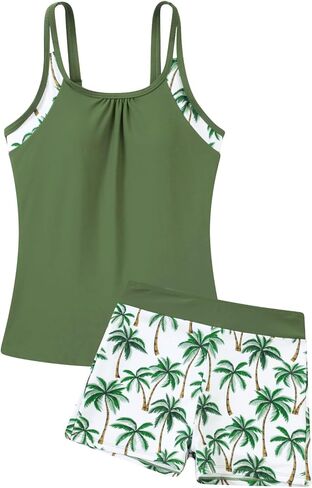 RAISEVERN Girls Swimsuit 2 Piece Bathing Suits for Teens Cute Summer Tankini Short for Size 7-16 in Saudi Arabia