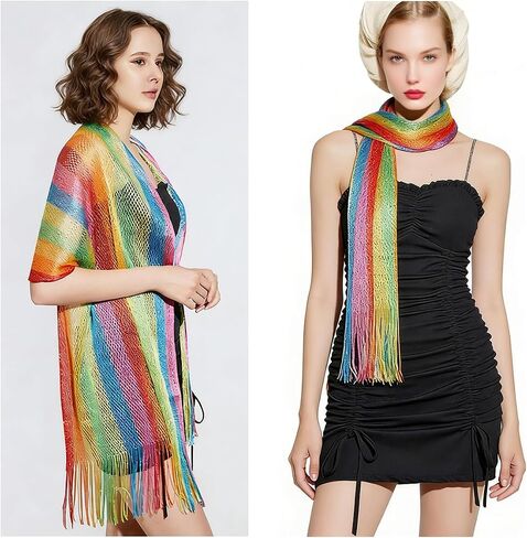 Women's Rainbow Summer Kimono Cover Ups Sheer Mesh Swimwear Cover up Scarf Cardigan for Pride Day in Saudi Arabia