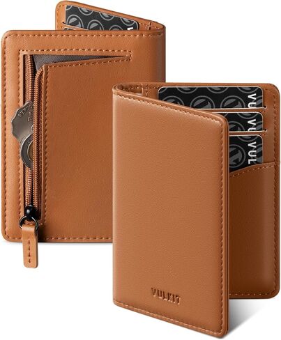 VULKIT RFID Blocking Bifold Card Holder Wallet for Men, Minimalist Credit Card Wallet with Zipper Coin Pocket, Navy in Kuwait