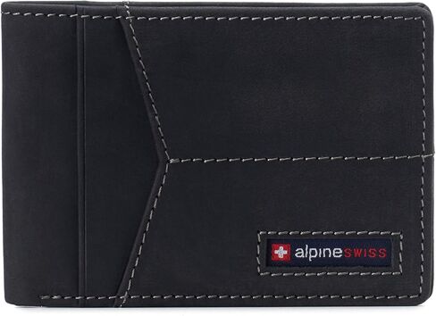 محفظة Alpine Swiss Delaney رفيعة ثنائية الطي | محفظة الجيب الأمامي | 8 فتحات للبطاقات، نافذة لبطاقة الهوية | فتحة للبطاقات الخارجية| جلد فاخر محمي بتقنية RFID | صندوق الهدايا in Kuwait