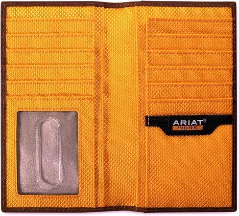 ARIAT Men's Diamond Plate Work Rodeo Wallet, RFID Blocking, Embossed Leather, Medium Brown in Kuwait