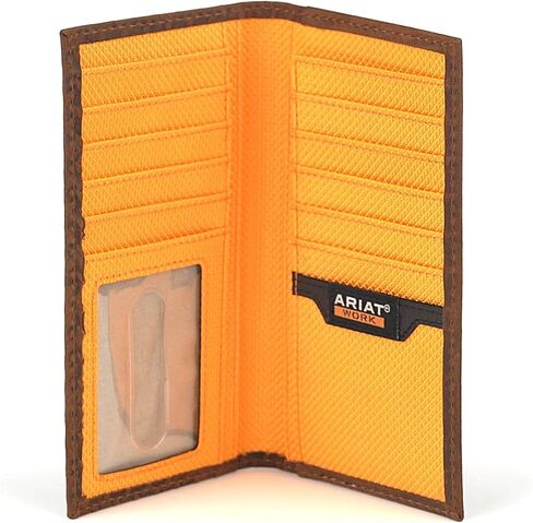 ARIAT Men's Diamond Plate Work Rodeo Wallet, RFID Blocking, Embossed Leather, Medium Brown in Kuwait