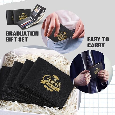 16 Pack 2026 Graduation Gifts Bulk for Men Him PU Leather Wallets with Money Clip Card Holder Engraved Congrats Grad Wallet for Men College Son Boyfriend in Saudi Arabia
