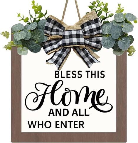 All Year Round Front Door Garland, Welcome Sign for Front Door, Wreath Decorations for Front Porch, Welcome Garland and Eucalyptus, Farmhouse Wreath Wall Decor for Spring Summer in Saudi Arabia