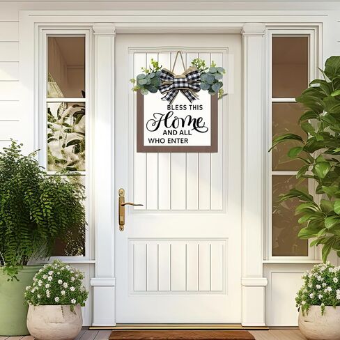 All Year Round Front Door Garland, Welcome Sign for Front Door, Wreath Decorations for Front Porch, Welcome Garland and Eucalyptus, Farmhouse Wreath Wall Decor for Spring Summer in Saudi Arabia