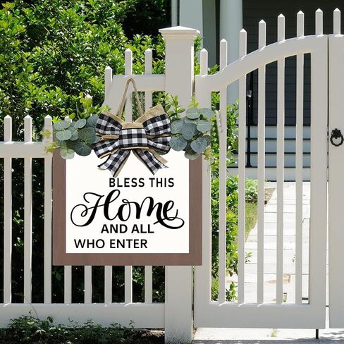 All Year Round Front Door Garland, Welcome Sign for Front Door, Wreath Decorations for Front Porch, Welcome Garland and Eucalyptus, Farmhouse Wreath Wall Decor for Spring Summer in Saudi Arabia