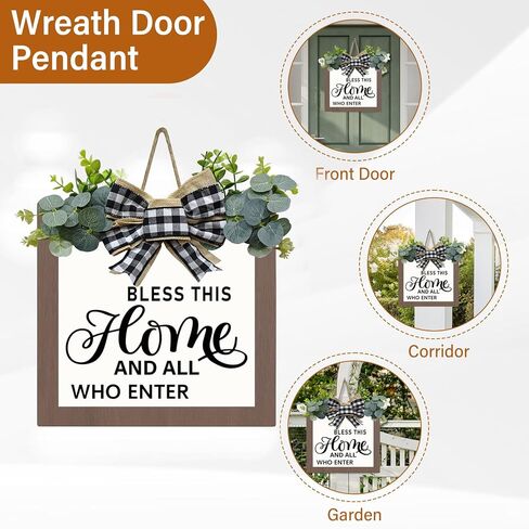 All Year Round Front Door Garland, Welcome Sign for Front Door, Wreath Decorations for Front Porch, Welcome Garland and Eucalyptus, Farmhouse Wreath Wall Decor for Spring Summer in Saudi Arabia