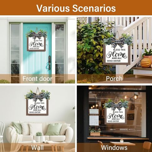All Year Round Front Door Garland, Welcome Sign for Front Door, Wreath Decorations for Front Porch, Welcome Garland and Eucalyptus, Farmhouse Wreath Wall Decor for Spring Summer in Saudi Arabia