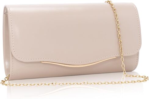 Nude Clutch Purses for Women, Vegan Leather Evening Bag with Detachable Chain, Elegant Envelope Women's Handbags with Curved Design, Chic Small Crossbody Purse for Wedding Party Cocktail in Saudi Arabia