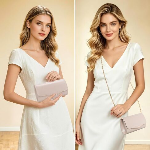 Nude Clutch Purses for Women, Vegan Leather Evening Bag with Detachable Chain, Elegant Envelope Women's Handbags with Curved Design, Chic Small Crossbody Purse for Wedding Party Cocktail in Saudi Arabia