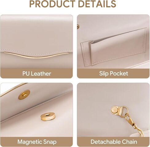 Nude Clutch Purses for Women, Vegan Leather Evening Bag with Detachable Chain, Elegant Envelope Women's Handbags with Curved Design, Chic Small Crossbody Purse for Wedding Party Cocktail in Saudi Arabia