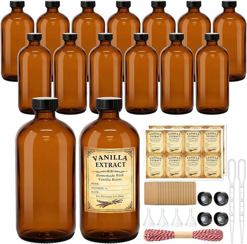 TBWIND 54 Pack 2oz Amber Glass Boston Round Bottles with Airtight Polycone Caps, Travel Size Glass Bottles for Essential Oils, Perfume, Vanilla Extract, Tinctures & DIY Samples in Saudi Arabia