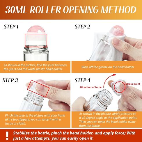 2 Pack Rose Quartz Essential Oils Roller Bottles, Empty Leakproof 50ml Black to Red Gradient Waisted Roller Bottle and 30ml Amber Glass Roll On Bottle for Perfume, Anointing, Travel, DIY in Saudi Arabia