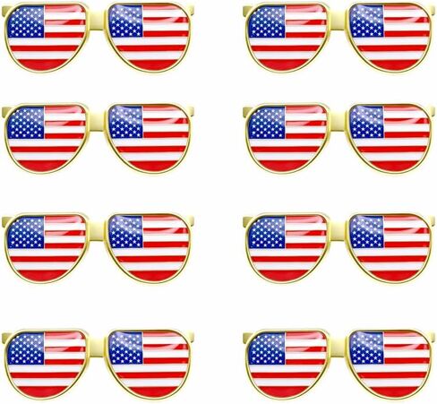 10/50/100pcs American Flag Sunglasses Lapel Pin, Patriotic US Flag Brooch Pin for 4th of July, Memorial Day, Independence Day, Clothes Bags Hats Accessories in Kuwait