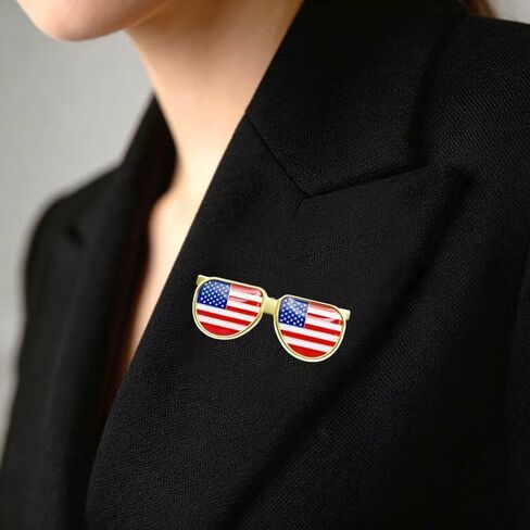 10/50/100pcs American Flag Sunglasses Lapel Pin, Patriotic US Flag Brooch Pin for 4th of July, Memorial Day, Independence Day, Clothes Bags Hats Accessories in Kuwait