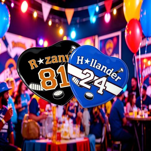 قطعتان من زر القلب لأدوار الشخصيات الساخنة، 24 و81 شارة التنافس الساخن، إكسسوارات البضائع لمشجعي الهوكي لملابس قمصان الجيرسي، هدايا عيد الميلاد للرجال والنساء in Kuwait