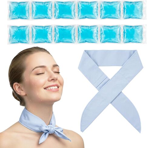 HI FINE CARE Cooling Neck Wrap with Freezable Ice Insert, Ice Bandana for High Humidity & Summer Heat – Reusable Personal Neck Cooler (Blue(1 neck bandana+2 ice pack insert)) in Saudi Arabia