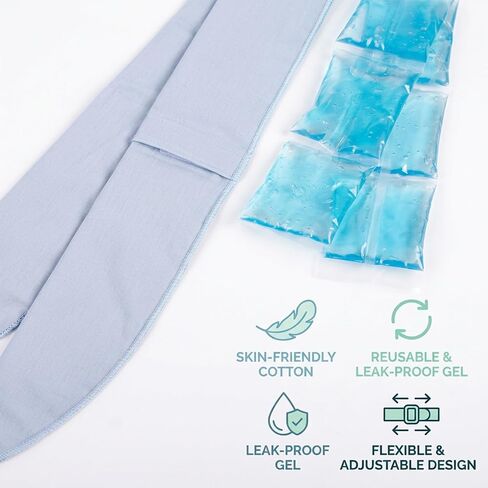 HI FINE CARE Cooling Neck Wrap with Freezable Ice Insert, Ice Bandana for High Humidity & Summer Heat – Reusable Personal Neck Cooler (Blue(1 neck bandana+2 ice pack insert)) in Saudi Arabia