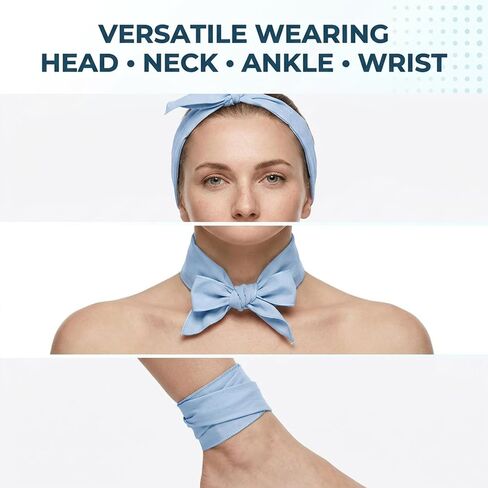 HI FINE CARE Cooling Neck Wrap with Freezable Ice Insert, Ice Bandana for High Humidity & Summer Heat – Reusable Personal Neck Cooler (Blue(1 neck bandana+2 ice pack insert)) in Saudi Arabia