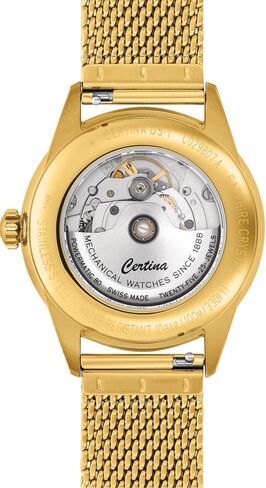 Certina, Mens, DS-1 40mm, Stainless Steel with Gold PVD, Swiss Automatic, Watch, Gold, Mesh, C0298073336100 in Kuwait