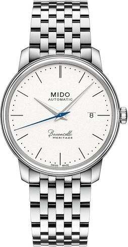 ساعة MIDO Baroncelli Heritage Gent - ساعة سويسرية أوتوماتيكية للرجال - مينا أبيض - هيكل 39 ملم - M0274071101000 in Kuwait