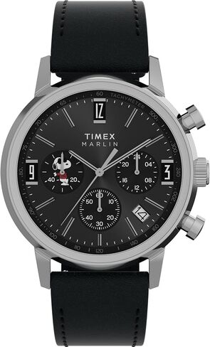Timex Men's Peanuts Marlin Chronograph Joe Cool 40mm Watch - Black Two- Piece Black Dial Silver-Tone Case in Kuwait
