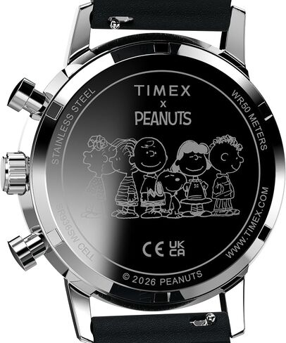 Timex Men's Peanuts Marlin Chronograph Joe Cool 40mm Watch - Black Two- Piece Black Dial Silver-Tone Case in Kuwait