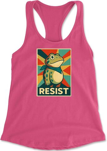 تيشيرت بدون أكمام للنساء من Resist Portland البروستات الضفدع Racerback، ناعم وجذاب in Kuwait
