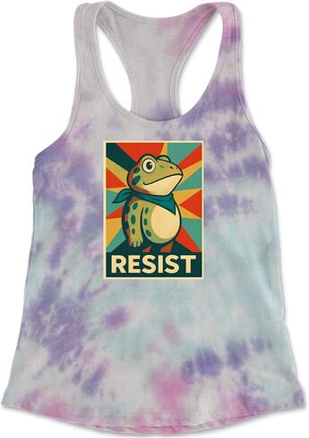 تيشيرت بدون أكمام للنساء من Resist Portland البروستات الضفدع Racerback، ناعم وجذاب in Kuwait