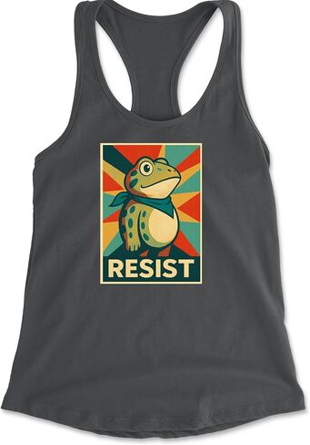 تيشيرت بدون أكمام للنساء من Resist Portland البروستات الضفدع Racerback، ناعم وجذاب in Kuwait