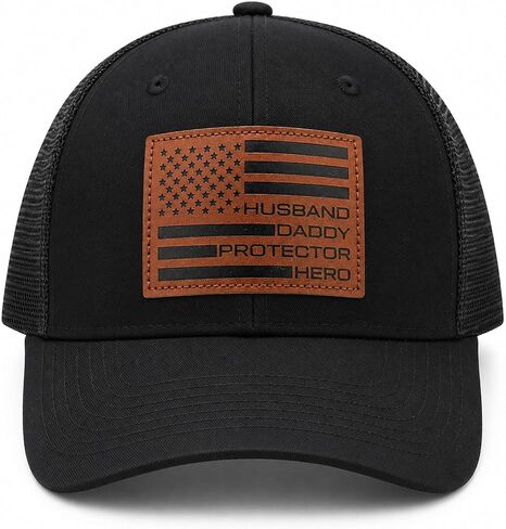 Mens Dad Hats Fathers Day Birthday Gifts from Daughter Son, American Flag Mesh Trucker Hat for Veteran Husband Daddy in Saudi Arabia