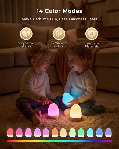 Egg Light for Nursery, Eye-Caring Touch Control Rechargeable Baby Night Light with 17 Color Modes, Dimmable Night Feeding Egg Light for New Parents & Kids Bedroom in Saudi Arabia