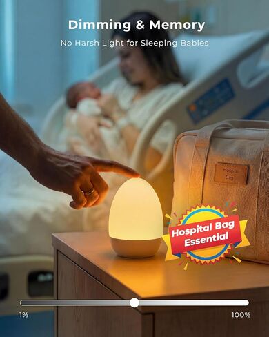 Egg Light for Nursery, Eye-Caring Touch Control Rechargeable Baby Night Light with 17 Color Modes, Dimmable Night Feeding Egg Light for New Parents & Kids Bedroom in Saudi Arabia