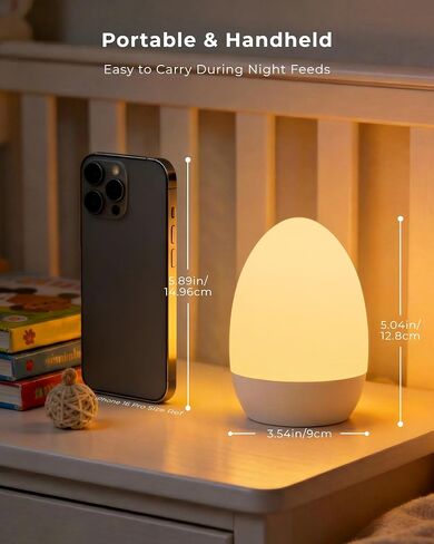 Egg Light for Nursery, Eye-Caring Touch Control Rechargeable Baby Night Light with 17 Color Modes, Dimmable Night Feeding Egg Light for New Parents & Kids Bedroom in Saudi Arabia