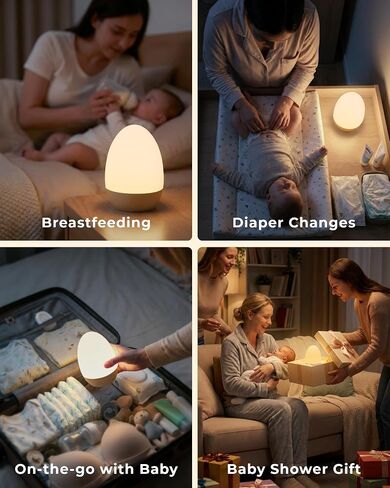 Egg Light for Nursery, Eye-Caring Touch Control Rechargeable Baby Night Light with 17 Color Modes, Dimmable Night Feeding Egg Light for New Parents & Kids Bedroom in Saudi Arabia
