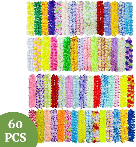 60pcs Hawaiian Leis Bulk for Luau Party, Birthday Party Hawaii Themed Decorations. in Saudi Arabia