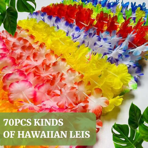60pcs Hawaiian Leis Bulk for Luau Party, Birthday Party Hawaii Themed Decorations. in Saudi Arabia