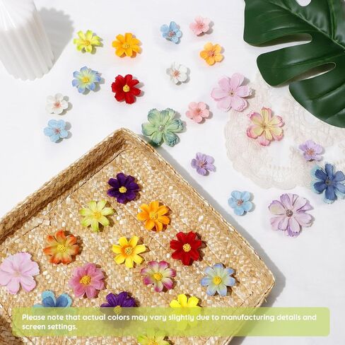 200Pcs Mini Artificial Flower Heads, Faux Silk Small Daisy Flowers Bulk, 20 Colors Fake Flowers for Crafts Garland DIY Hair Clips Dresses Decorations, Mini Blooms for Wedding Home Party, Mixed Colors in Saudi Arabia