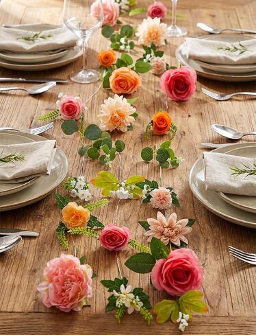 6 Pcs 35.4 ft Artificial Flower Garlands Hanging Wildflower Vines for Wedding Arch Decor Floral Backdrop Wall Fake Flowers for Bridal Shower Home Garden Party Decorations in Saudi Arabia