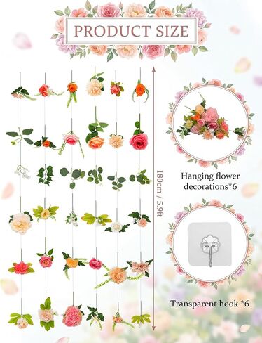 6 Pcs 35.4 ft Artificial Flower Garlands Hanging Wildflower Vines for Wedding Arch Decor Floral Backdrop Wall Fake Flowers for Bridal Shower Home Garden Party Decorations in Saudi Arabia