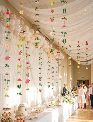 6 Pcs 35.4 ft Artificial Flower Garlands Hanging Wildflower Vines for Wedding Arch Decor Floral Backdrop Wall Fake Flowers for Bridal Shower Home Garden Party Decorations in Saudi Arabia
