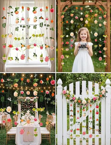 6 Pcs 35.4 ft Artificial Flower Garlands Hanging Wildflower Vines for Wedding Arch Decor Floral Backdrop Wall Fake Flowers for Bridal Shower Home Garden Party Decorations in Saudi Arabia