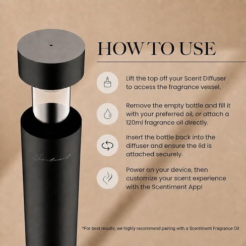 Scentiment Air 2 Diffuser (No Battery) – Cold Air Diffuser for Essential Oils | Covers Up to 1,000 Sq Ft | Waterless, Heat-Free Aromatherapy | WiFi & Bluetooth Smart Control (Black) in Saudi Arabia