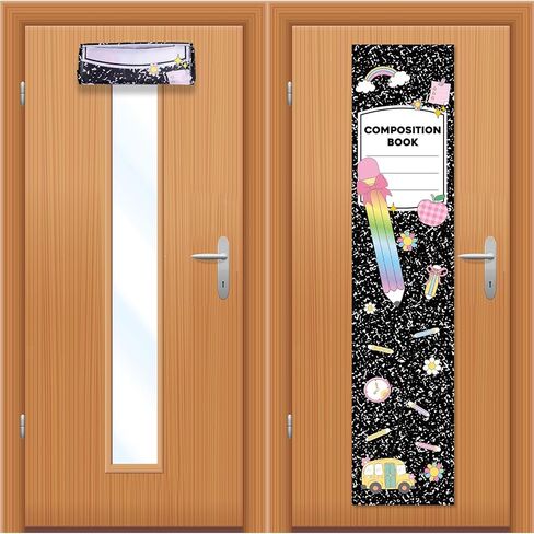 2Pcs Composition Notebook Classroom Decor Door Window Curtains Notebook Classroom Door Curtain Decoration Blackout Lockdown Window Cover for Back to School Teacher School Office Decor in Kuwait