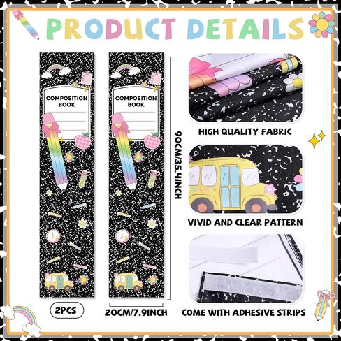 2Pcs Composition Notebook Classroom Decor Door Window Curtains Notebook Classroom Door Curtain Decoration Blackout Lockdown Window Cover for Back to School Teacher School Office Decor in Kuwait