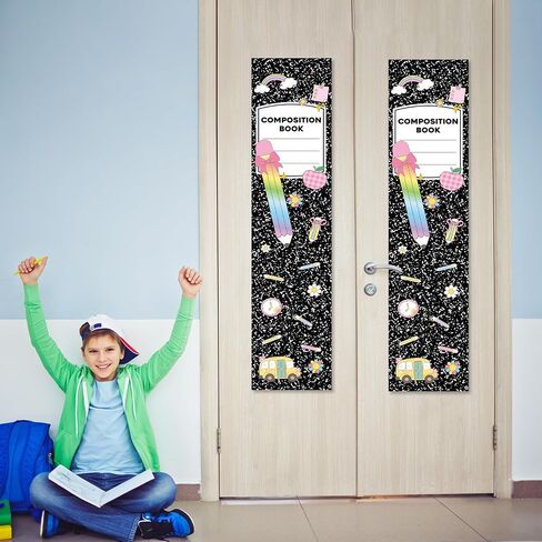2Pcs Composition Notebook Classroom Decor Door Window Curtains Notebook Classroom Door Curtain Decoration Blackout Lockdown Window Cover for Back to School Teacher School Office Decor in Kuwait